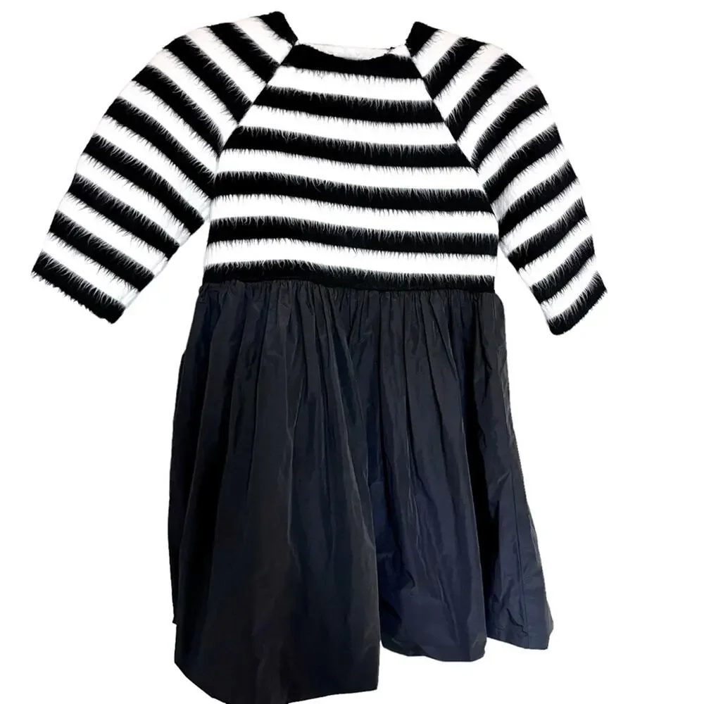 MummyMoon girls designer two tone striped warm long sleeve dress size 10
